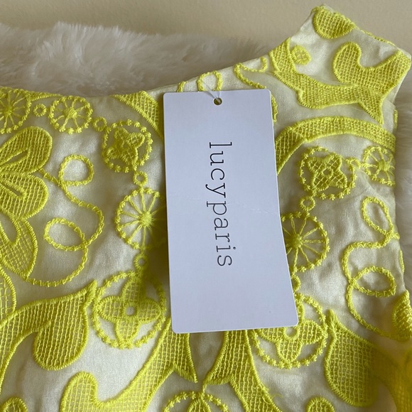 Lucy Paris Reece Lace Crop Shell, Size L Neon Bright Yellow - Picture 10 of 15